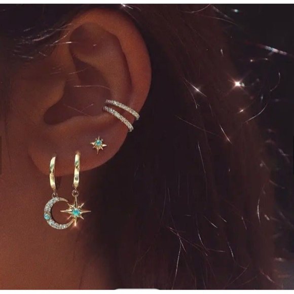 Opal Stud Earrings North Star gold studs dainty opal earrings October Birthstone - Picture 2 of 11